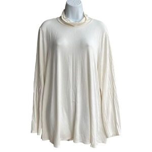 Soft Surroundings Modal Tunic Top Ivory Turtleneck Long Sleeve Pullover Size 2X